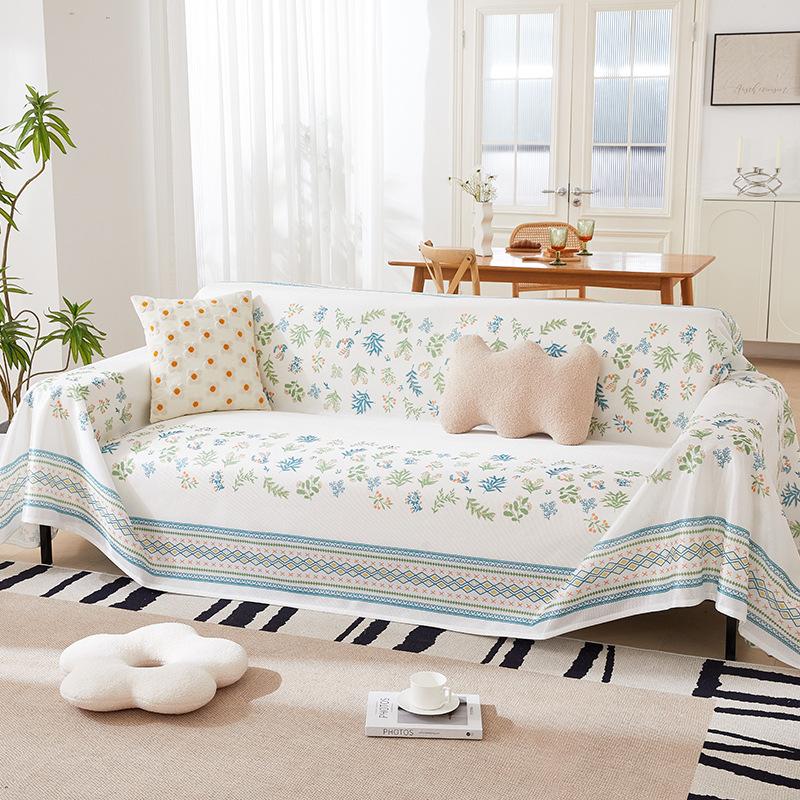 Summer Ice Silk Sofa Towel Muqing All-Inclusive Sofa Cover Dust Cover Cool Breathable Living Room One-Piece Sofa Cover Cloth