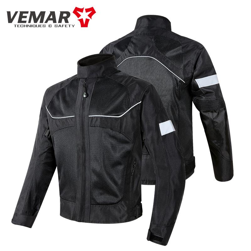 Motorbike Vemar Men's Jacket Breathable Mesh Moto CE Protection Motorcycle Riding Coat Guard Motocross Rider Clothing Black/Gray