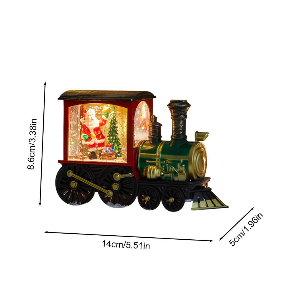 Christmas Snow Globes Lantern Retro Christmas Lanterns LED Glittering Ornaments Small Train Figurines Santa Claus Snowman