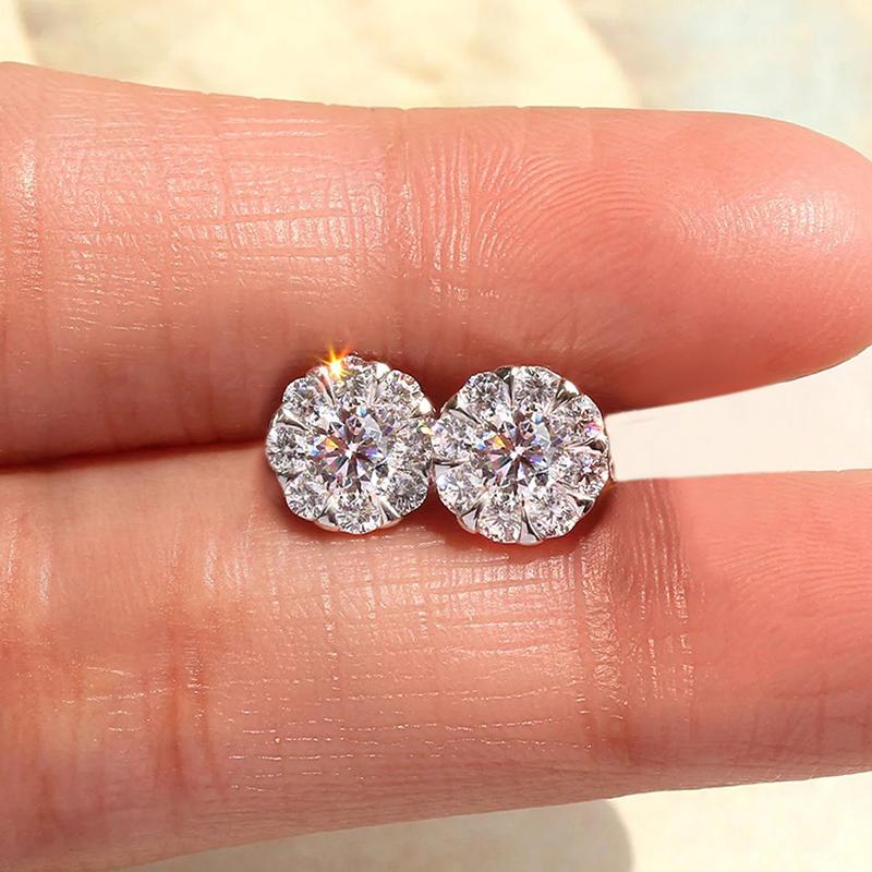 White/Blue/Red/Green Cubic Zirconia Stud Earrings for Women Dainty Ear Stud Temperament Female Accessories Trendy Jewelry