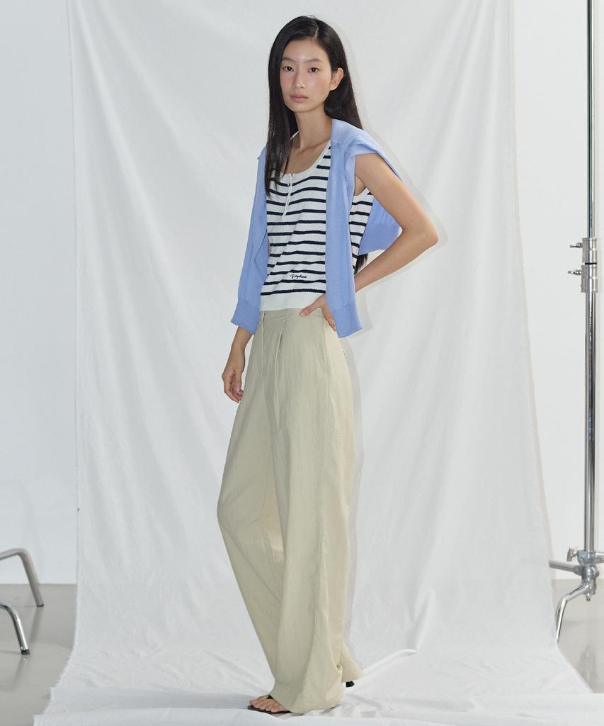 CITYBREEZE Cool Air Back Elastic Single-Pleat Wide Pants_Light Khaki