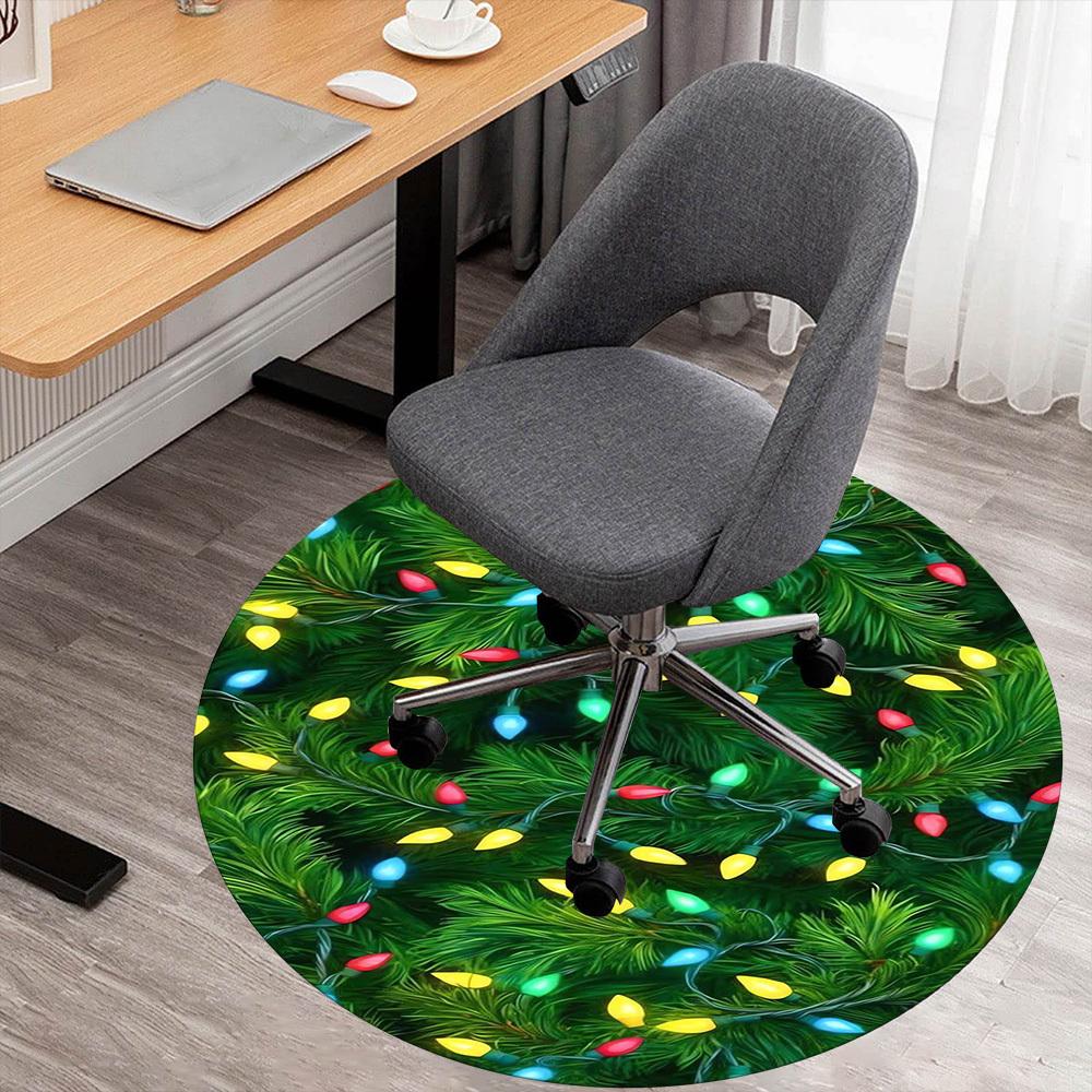 

1pc Christmas tree lights Round Chair mat Area Rug - Non-Slip, Floor Mat for Office, Bedroom, and Indoor Decor -1002204 80cm by 80cm