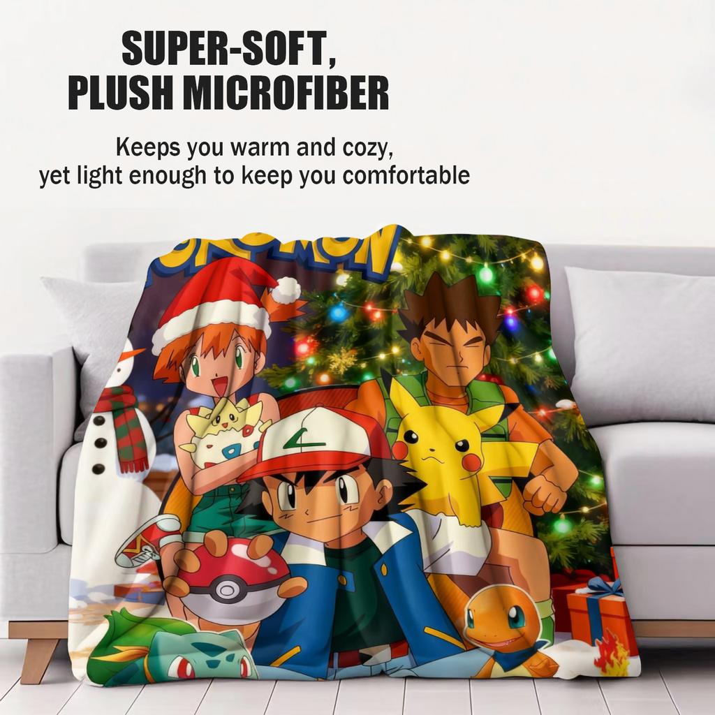 Cute Pokemon Cartoon Anime Warmth Flannel Blanket Pikachu Figures Home Sofa Lunch Nap Children Blankets Kawaii Christmas Gifts