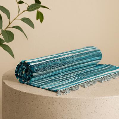 Rag Rug Large 150x90cm - Aqua Blue