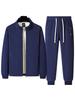 Men's Warm Winter Two-Piece Set: Stand-Collar Lambswool Fleece Jacket and Casual Pants.