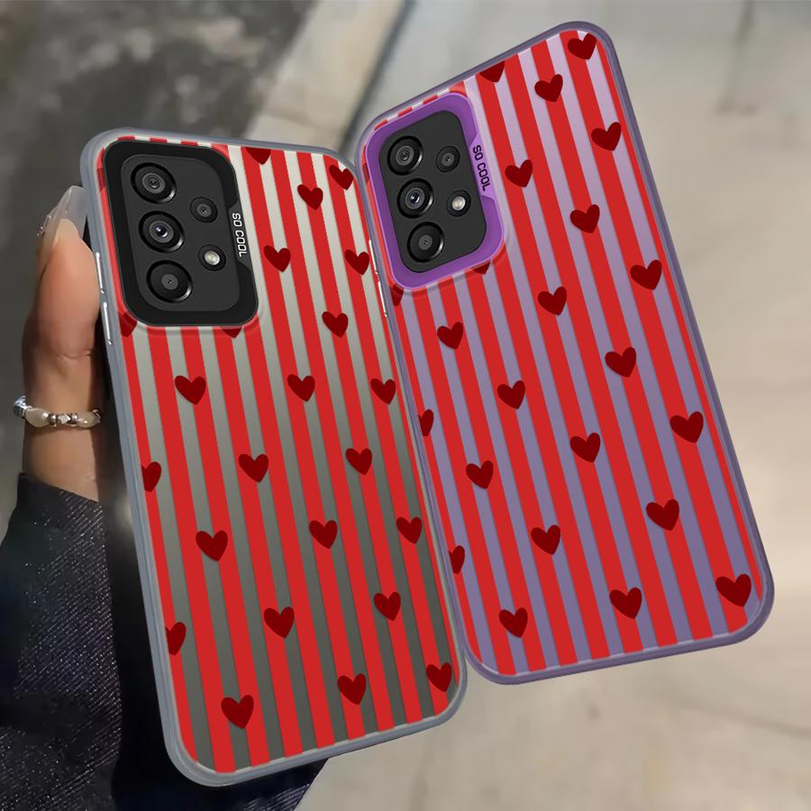Case for Samsung Galaxy A12 A26 A13 A14 A17 A20s A31 A24 A25 A21s A23 A34 A15 A16 A35 Phone Cover Stripe Love Heart