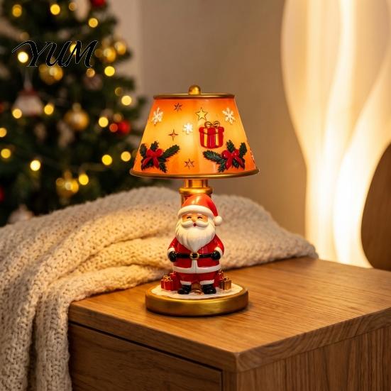 Living Room Ornaments Christmas Lighted Table Lamp, Santa Claus Reindeer Small Holiday Keepsakes Desktop Ornament for Bedroom Indoor Home Decor