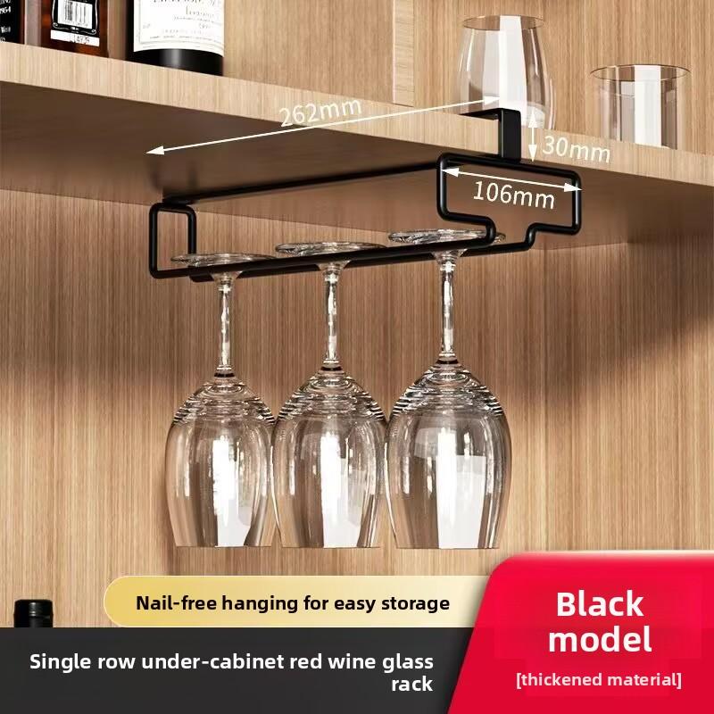 Hanging Inverted Wine Glass Rack No Punch Drain Cup Holder Under Cabinet Kitchen Storage Organizer for Home Kitchen