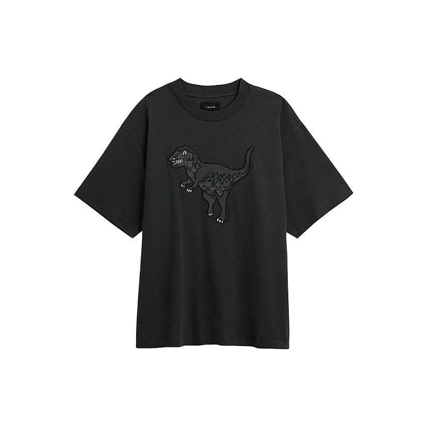 Coach Rexy Animal Appliqué Crew Neck Short Sleeve T-Shirt Men Tops Black CP969-BLK XL