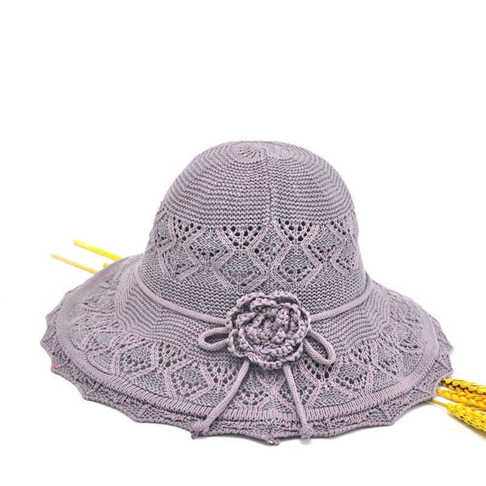 Portable Crochet Summer Sun Hat Foldable Hollow Out Women Fisherman Hat Weave Breathable Bucket Hat Beach