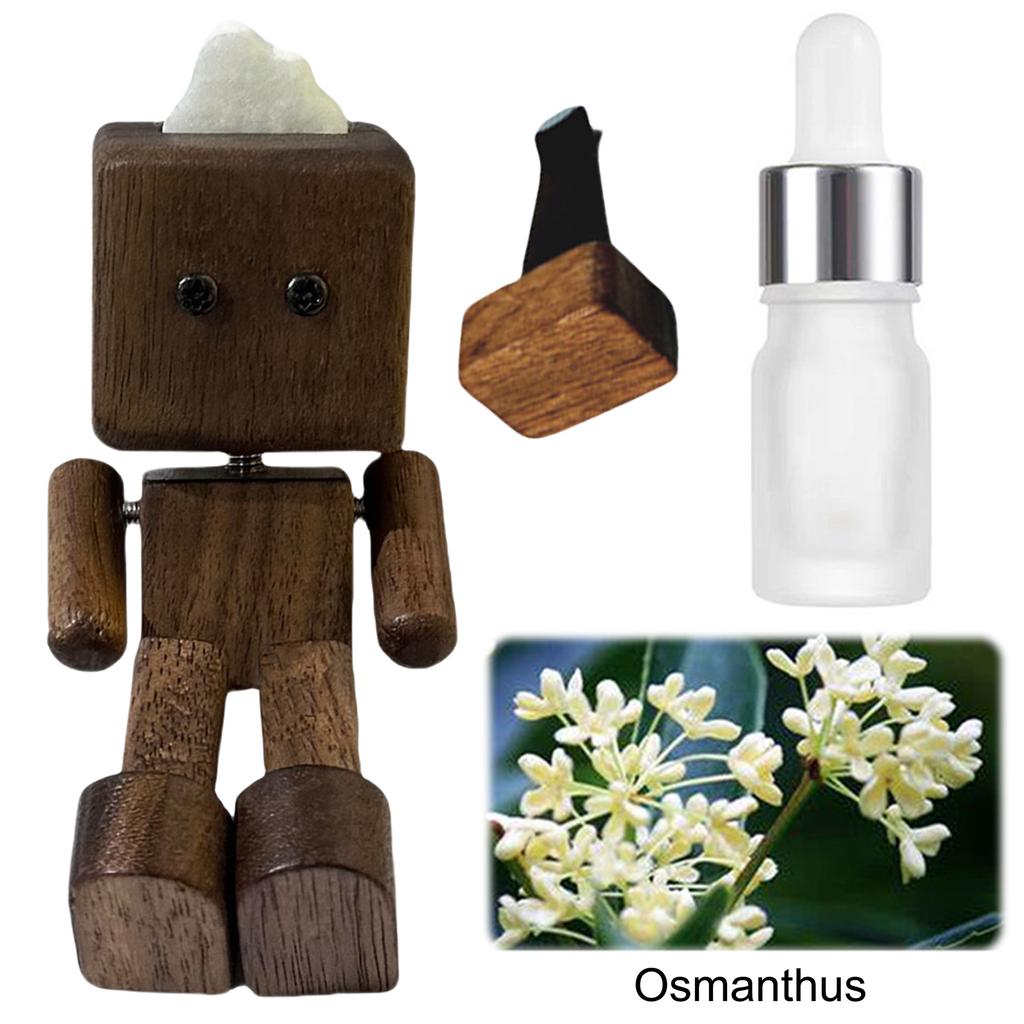 Shaking Wooden Man Fragrance Diffuser Figurine Car Decoration Small Ornaments Leg-swinging Robot Figurine Cute Wood Man Car Goo