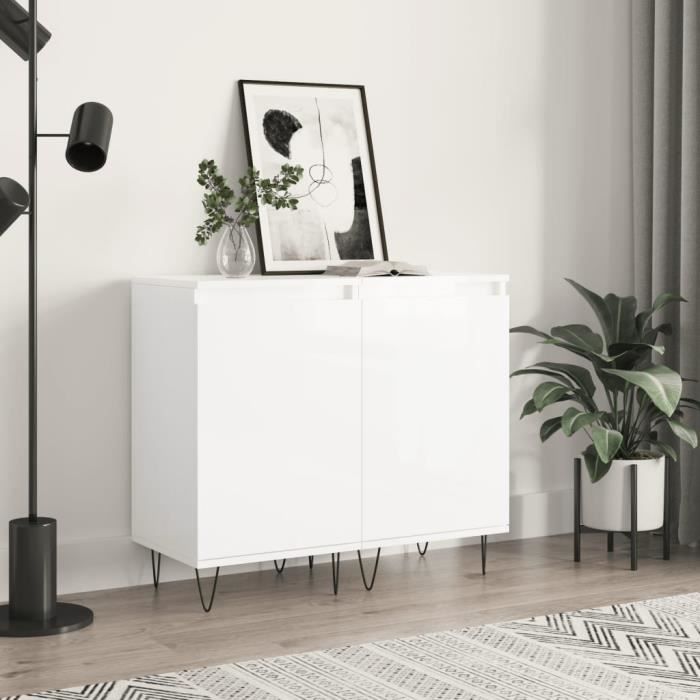 VidaXL Buffets 2 pcs blanc brillant 40x35x70 cm bois d'ingénierie 831057