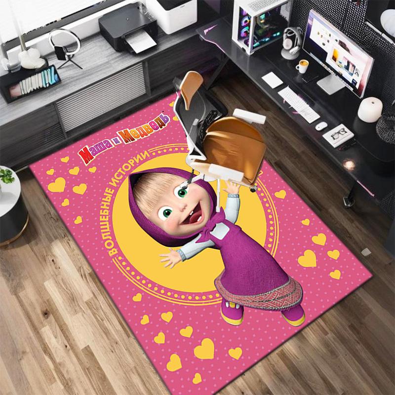 Russian animation Masha and the Bear Fairy Tale Cartoon Carpet Soft Home Living Room Bedroom Door Mat Outdoor Picnic Ground Mat rug T4