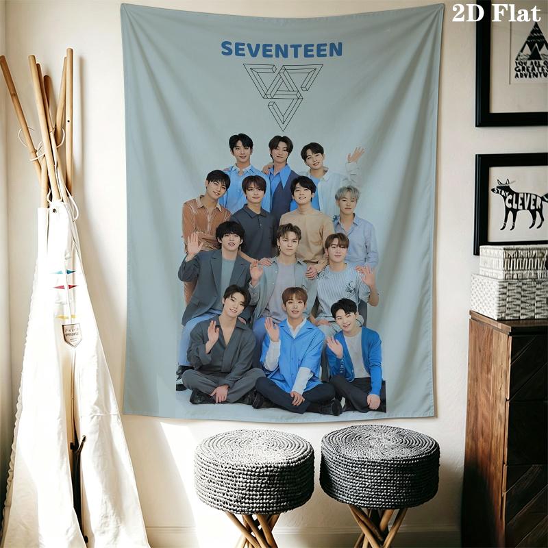 SEVENTEEN Wall Tapestry Aesthetic Wall Hanging Printed Fabric Blanket Decorative Tapestries for Bedroom Living Room Home Decor