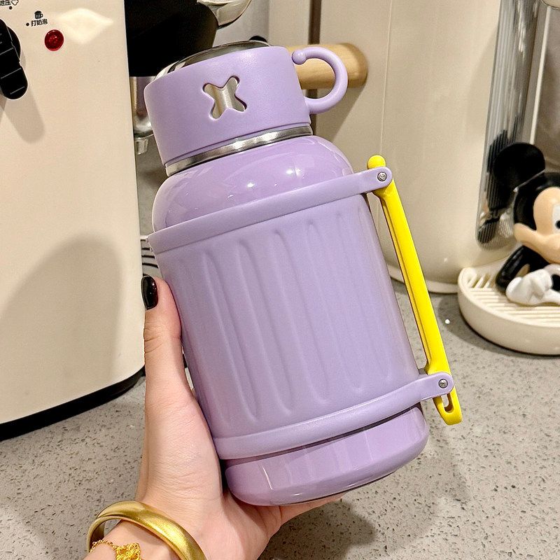Large-Capacity Thermos Cup for Women, High-Looking 2025 New Model, Large Belly Water Cup with Lid for Drinking Water, 316 Stainless Steel Cup