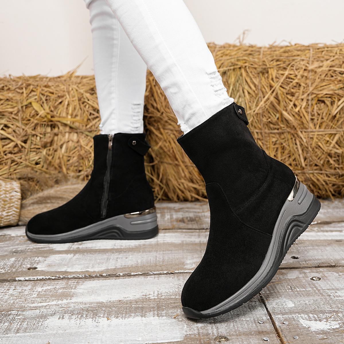 

Women s Wide Width Suede Wedge Ankle Boots - Side Zipper Chunky Heel Boots for Fall, Slender Fit Platform Fashion Boots 43 чорний