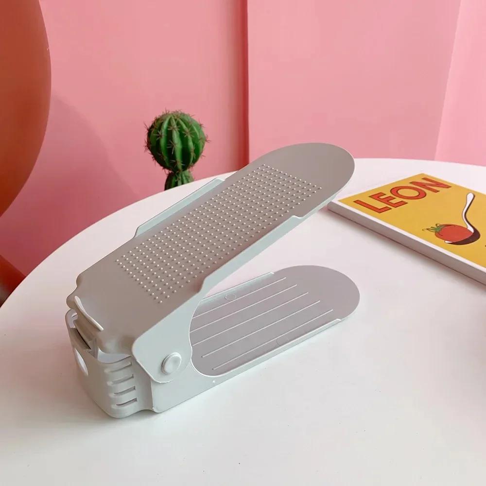 

Простая современная обувница, стойка для хранения обуви, двухъярусная, универсальная, регулируемая, для дома, общежития, гостиной, пластиковая подставка для обуви серый