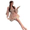 Elegant V-Neck Floral Tie-Up Dress with Cinched Waist – A Versatile, Fashionable Slim-Fit Short Skirt for Women
