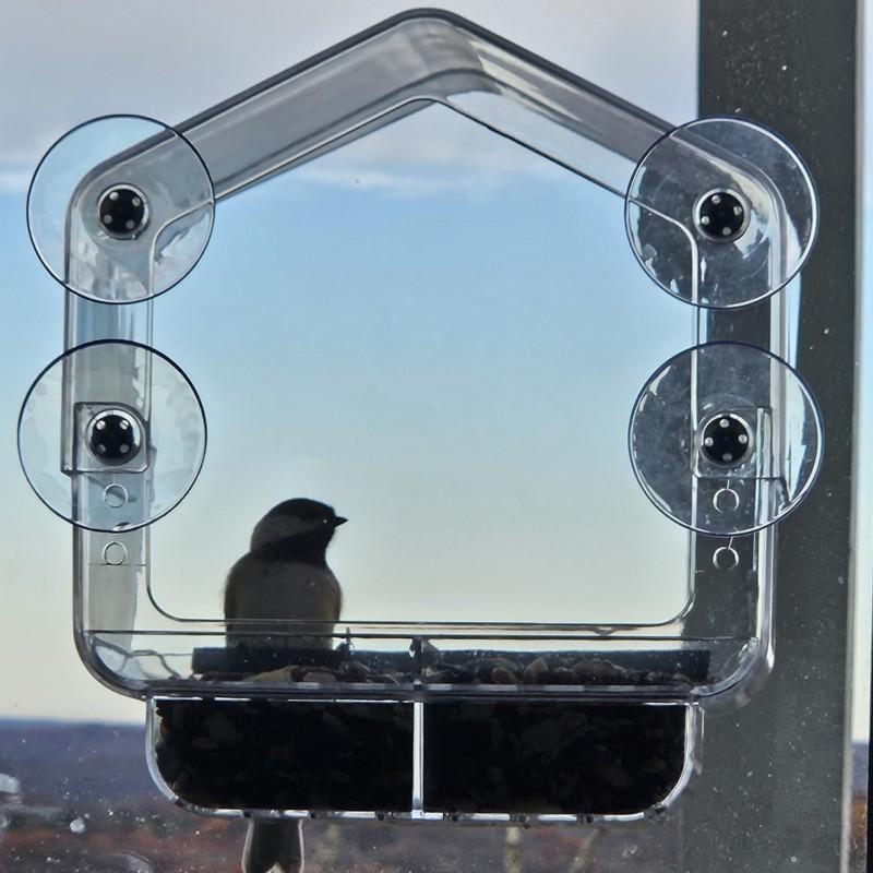 Transparent Window-Mounted Hummingbird Feeder With Strong Suction Cup Small Birds Outdoor Use