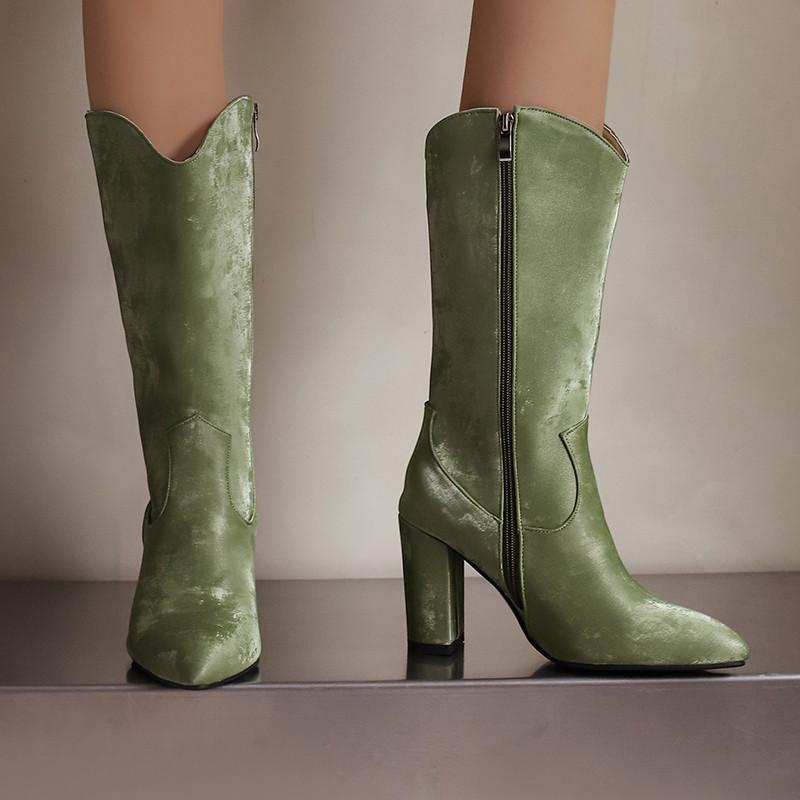 Women's High-heeled Short Boots Autumn and Winter New Simple Temperament Pointed Thick Heel Large Size Boots