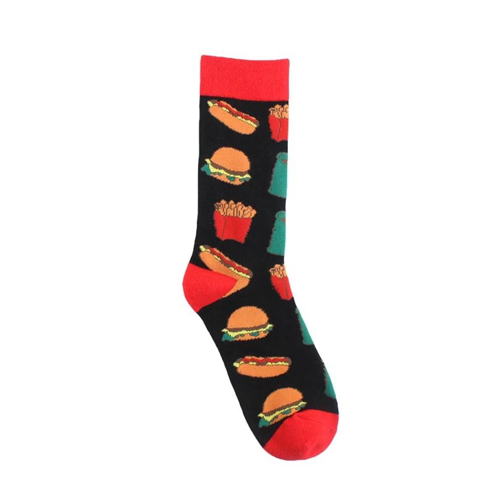 Funny Volcanic Chili Pizza Hamburger Foods Men Happy Cotton Socks Business Hipster Sport Harajuku Skateboard Crew Dropship