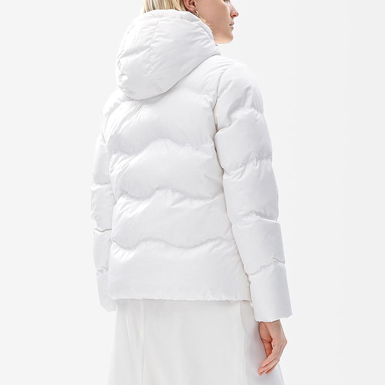 Fila Solid Color Simple Hooded Warm Casual Lightweight Long Sleeve Down Jacket Women Outerwear Cloud-White F11W247902F-WT