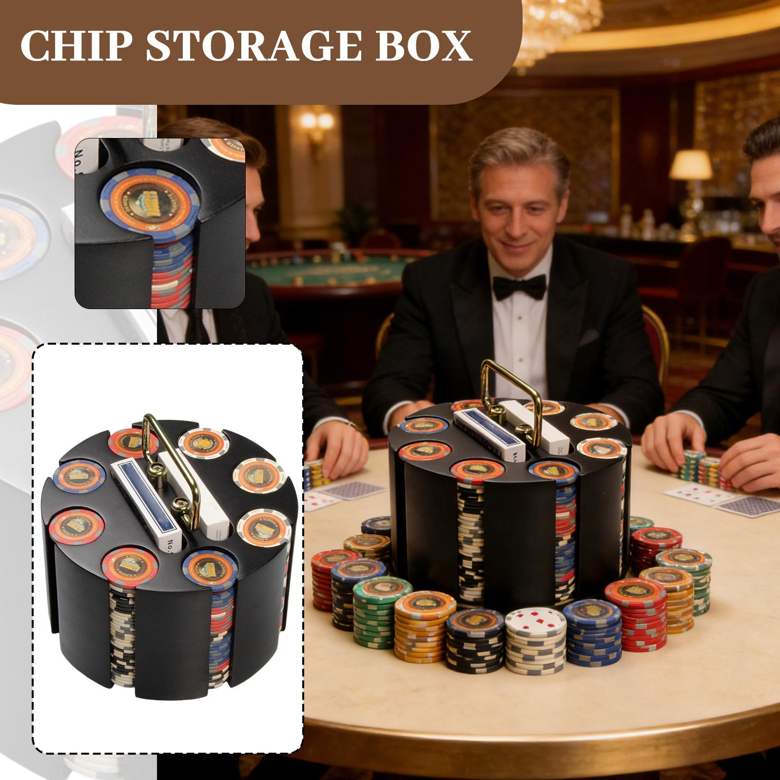 

Handheld And Rotatable Wooden 200 Piece Chip Storage Tray, Poker Chip Empty Turntable One Size