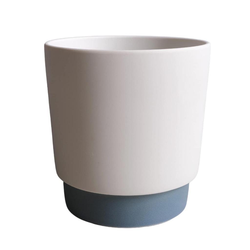 ground Ceramic Planter with Drainage Hole and Mino Size [yamatsu] Saucer, Ware, 3.5 (Medium, Blue-Gray)