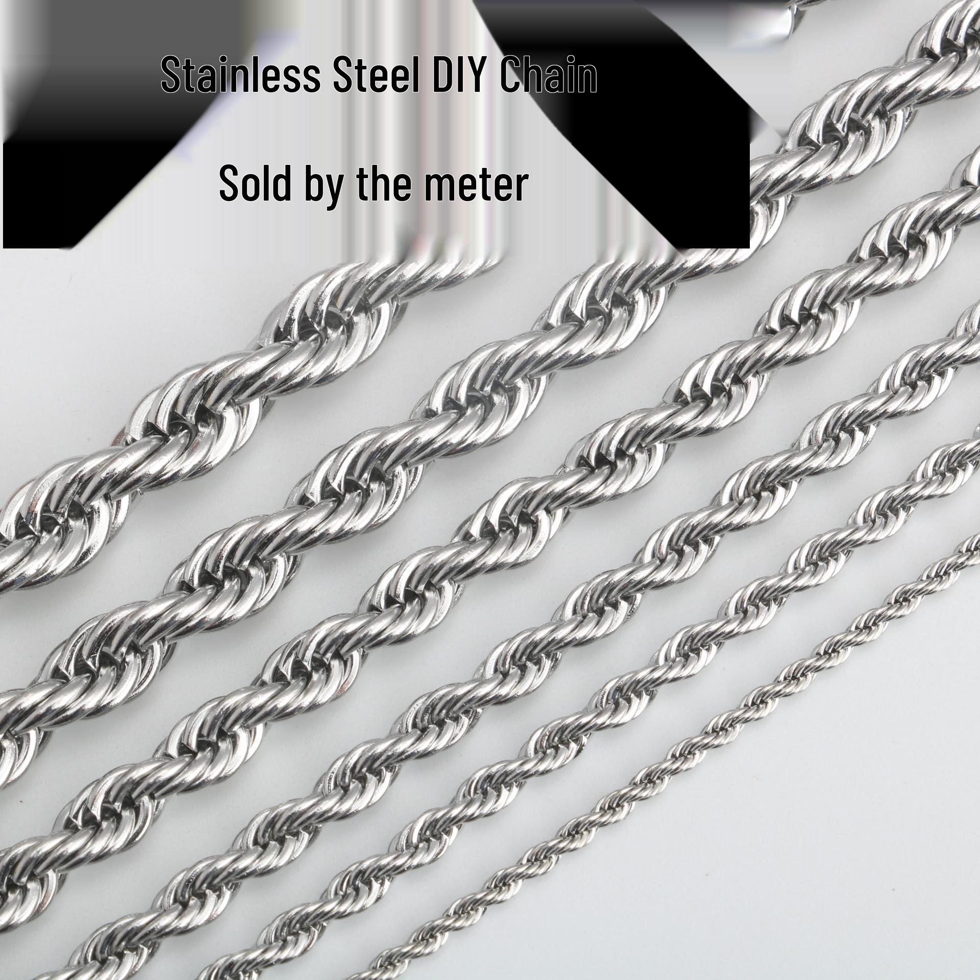 

Крученое ожерелье из нержавеющей стали с кулоном-жетоном из титановой стали для мужчин и женщин Chain Thickness 2.5mm per Meter