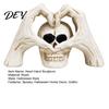 Bar Atmosphere Setting Decor Gothic Skeleton Hands Heart Sculpture with Skull, Romantic Love Statue, Halloween Personalized Trendy Collectible