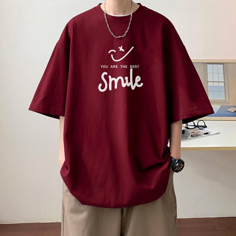 100% Cotton Printed Short Sleeve T-shirt Men's Half-sleeved Men's Fashion Brand Ins American Loose Body Shirt Men's Top