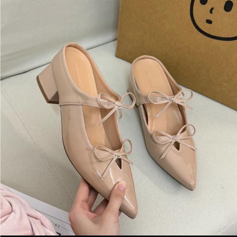 Baotou half slippers women's summer wear 2026 new sandals women's thick heel half support single shoes inner height-increasing pointed shoes