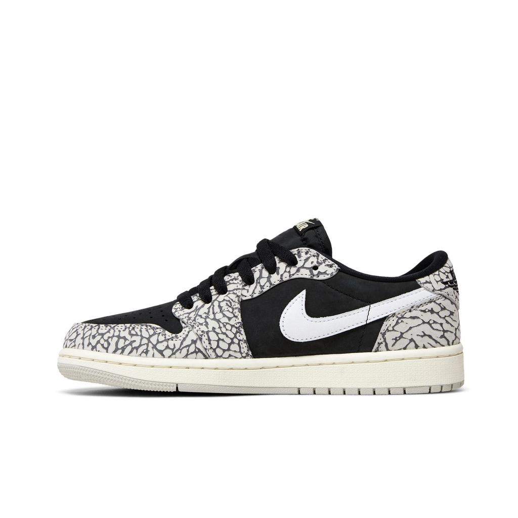 Womens Air Jordan 1 Retro Low OG 'Black Cement' (women's sizes) Black Vintage Basketball Shoes CZ0775 001