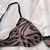 Sexy Women Underwear Set Europe Ultra Thin Zebra-stripe Brassiere Hollow Temptation Classic Bandage Underwire Push Up Bra Set