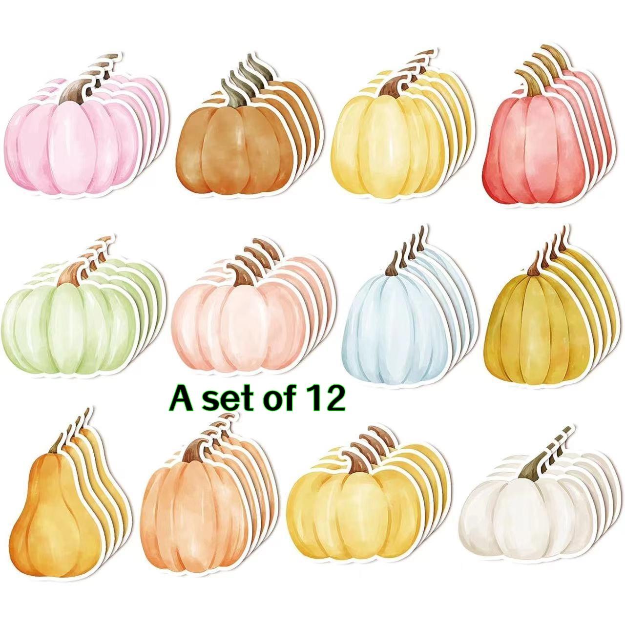 

12-Piece Set of Cute Pumpkin Sticky Notes, Creative Halloween Shaped Sticky Notes, Strong Adhesion, High Aesthetic Appeal, Tearable, Conve