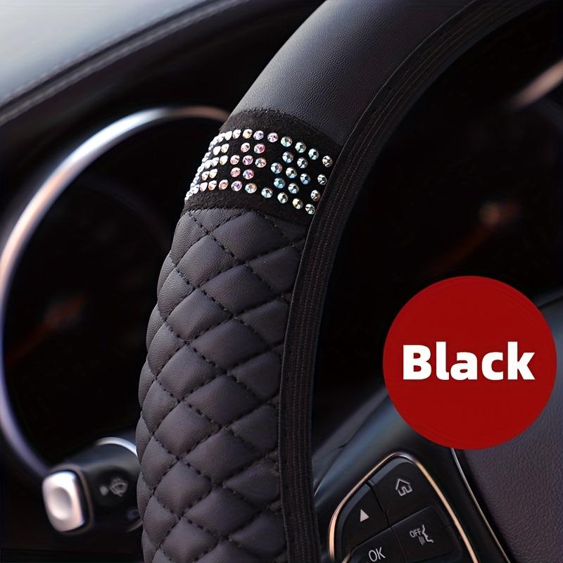 Coprivolante di lusso in diamante artificiale da 37-38 cm - Pelle PU di alta qualità, resistente, facile da installare, nuovo aggiornamento per un'esperienza di guida confortevole