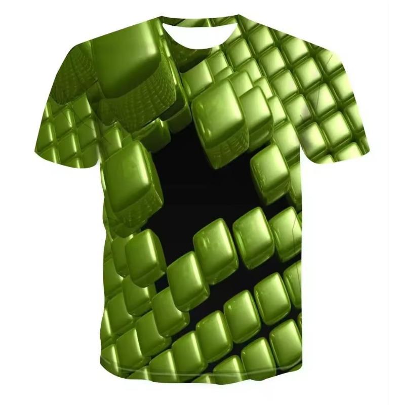 Men's Casual 3D Printed T-shirt O-Neck Fashionable and Fun Three-Dimensional Short Sleeved Plus Size Comfortable Top