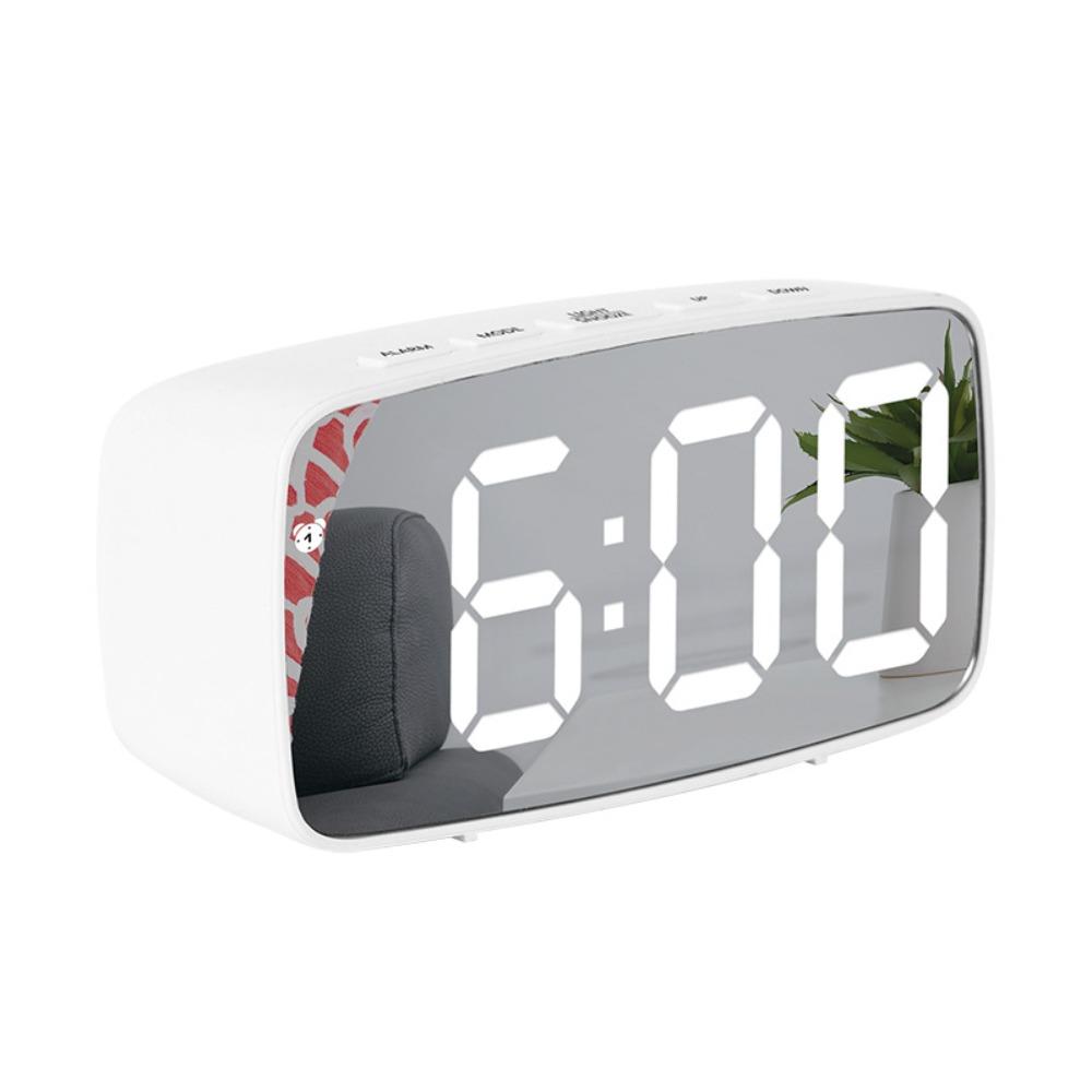 12/24H Display LED Desk Clock Temperature Display Mirror Digital Alarm Clock  Desktop