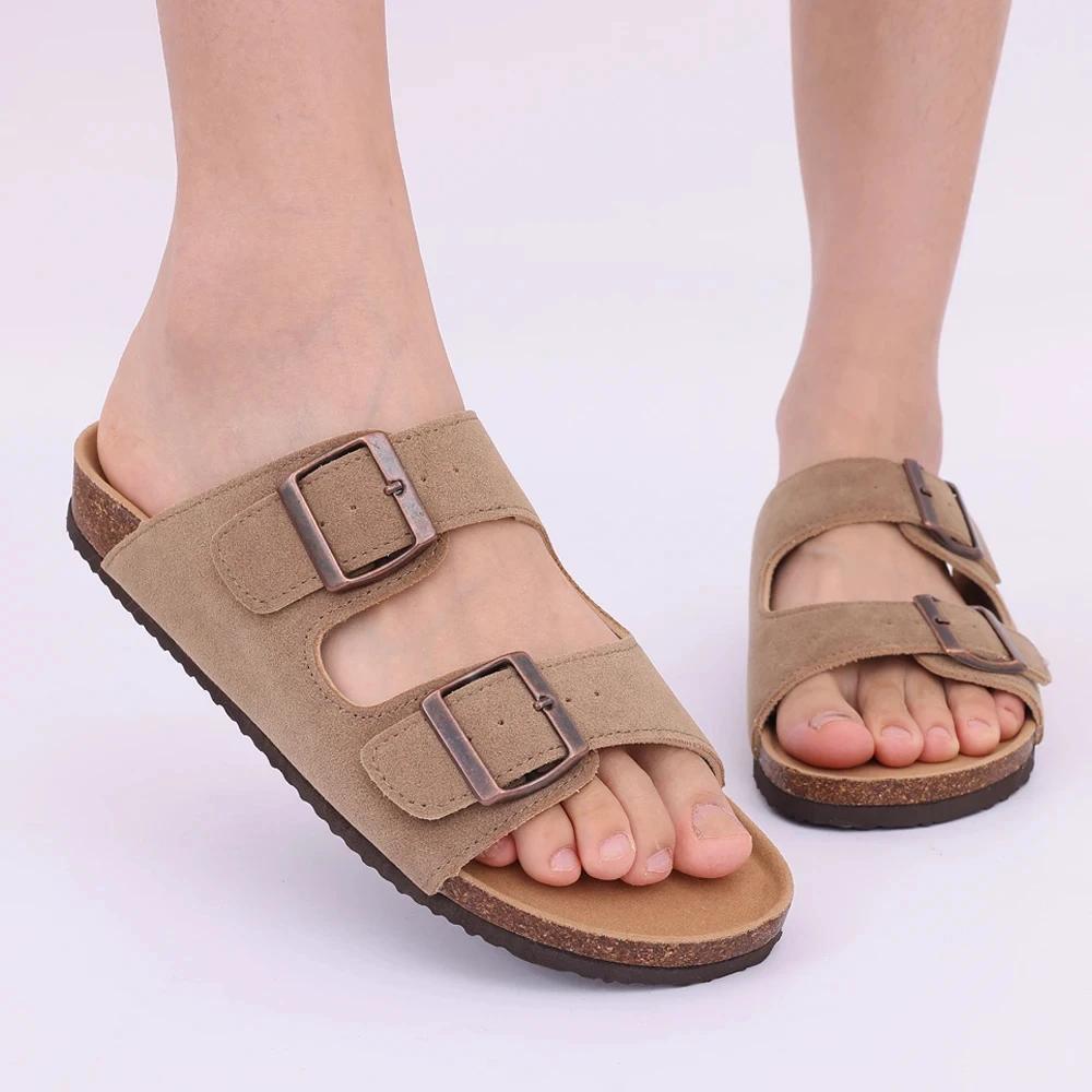 Fashion Crestar Summer Cork Footbed Slide Sandal Womne Men New Beach Slippers Couple Soft Soles Clogs Mules Shoes with Adjustable Buckle
