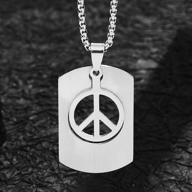 Vintage minimalistiskt fredsteckenhalsband för män och kvinnor i snyggt titanstål