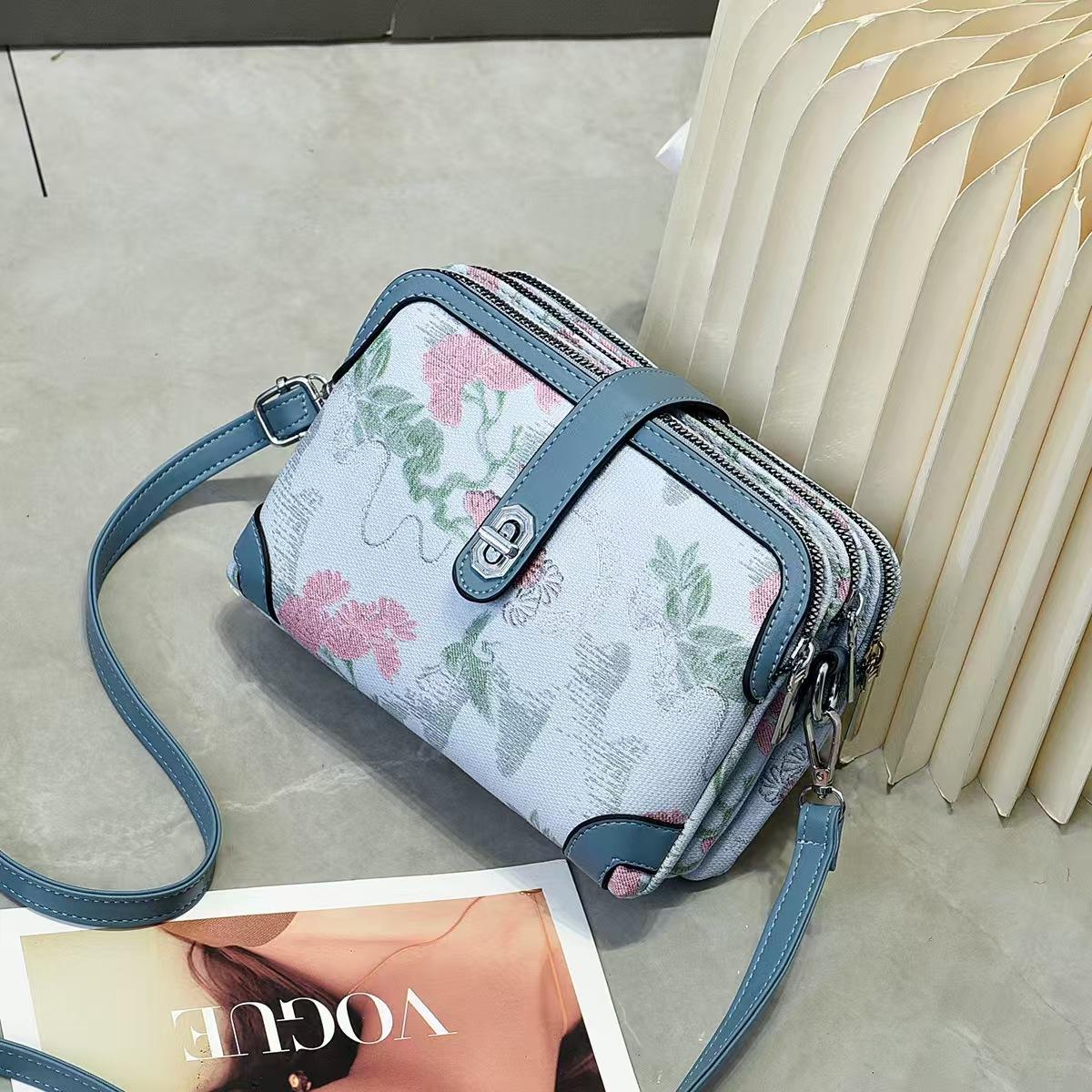 

Принт в национальном стиле, высокое чувство прочности, модная, легкая, для поездок на работу, для улицы, пляжная сумка кроссбоди, на плечо, маленькая квадратная сумка небесно-голубой