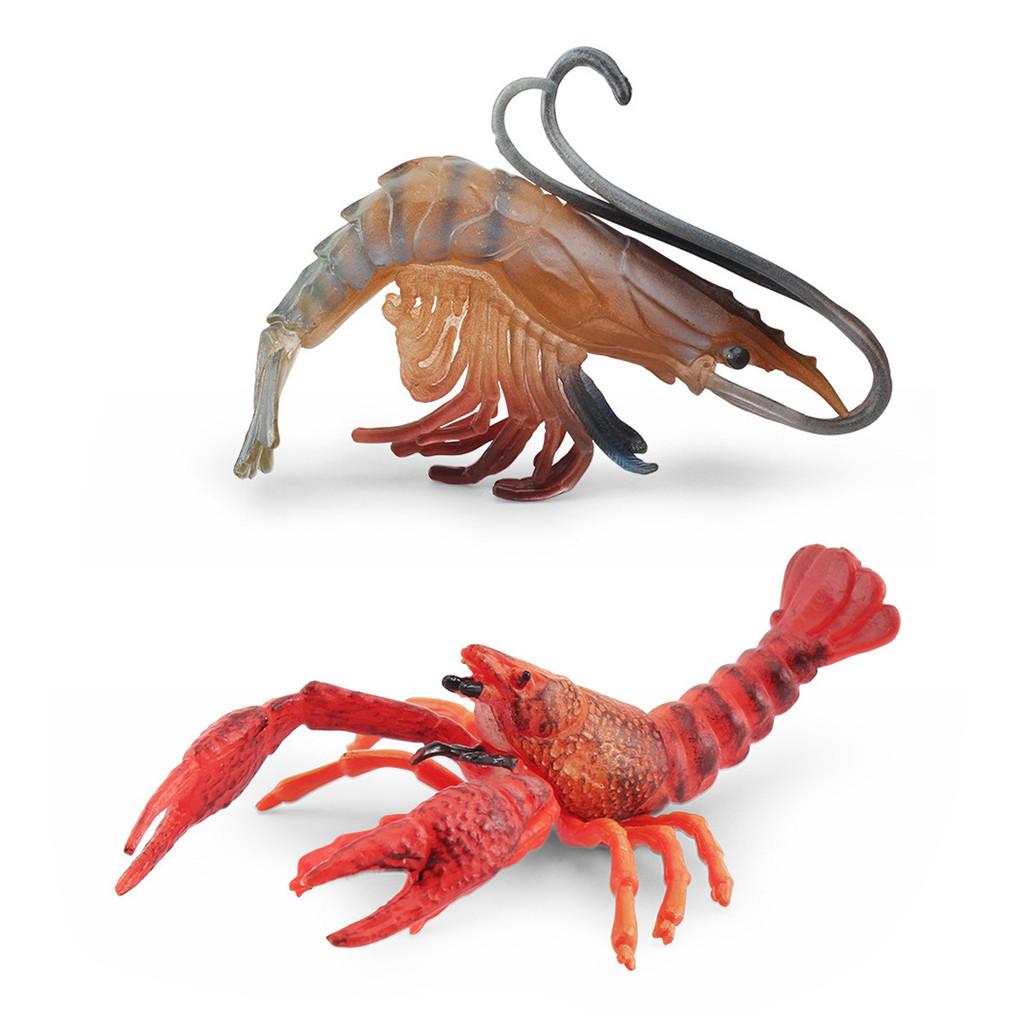 Detailed Plastic Lobster And Shrimp Models For Realistic Aquatic Themed Decor