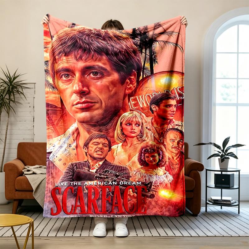 Scarface Soft and comfortable flannel Suitable for sofas living rooms outdoor camping travel and also makes a great anniversary gif
