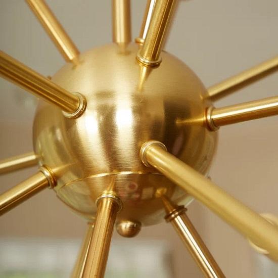 Brass Roof Mounted Chandeliers of 18 Light Dimmable Sputnik Sphere Chandelier