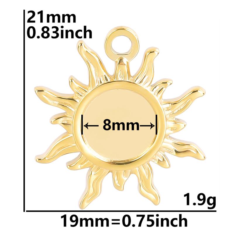 6pcs Real Gold Plated Sun Charms For Jewelry Making Supplies Stainless Steel Charm Pendants Heart Moon Thread Sunshine Material