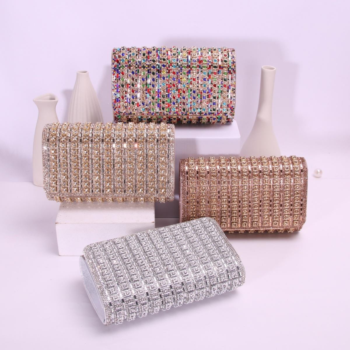 

New full diamond dinner bag square diamond design party wedding eye-catching luxury