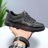 Men's Genuine Leather Soft Sole White Skate Shoes - Breathable, Lace-Free, Casual Sneakers for Spring & Autumn Versatility.