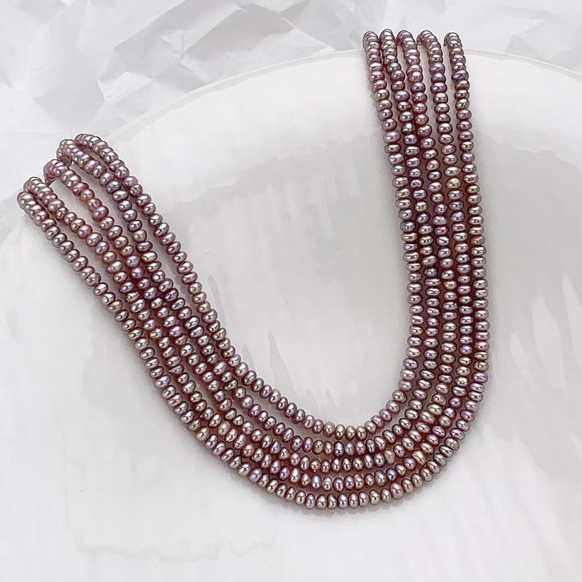 

1String, Purple Yellow White Natural Freshwater Pearls, Handmade Flat Pearl Beads for Jewelry Making DIY Crafts (Beads 3-3.5mm, Length 36cm) 1String/3-3.5mm-36cm фіолетовий