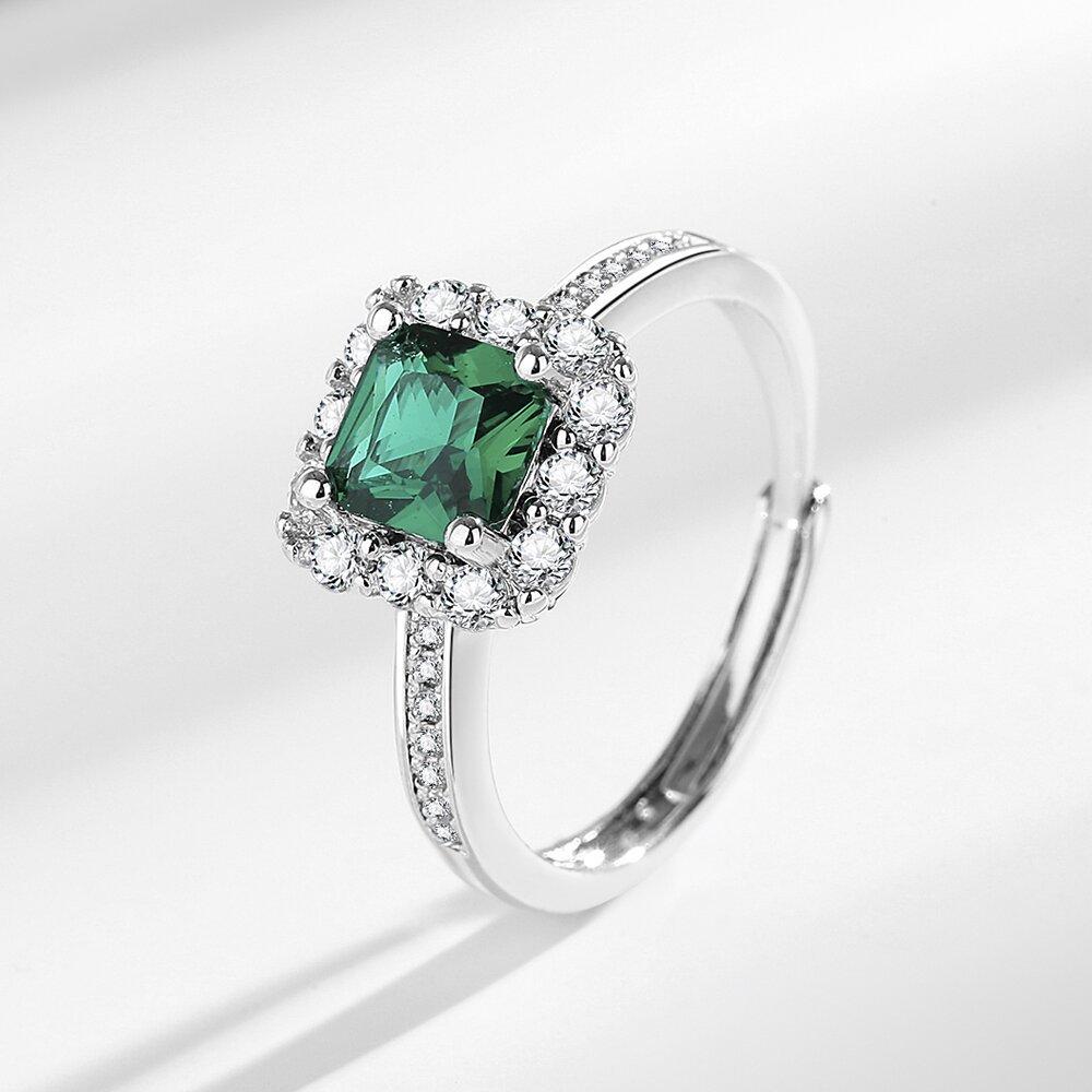 Emerald Small Sugar Zirconia Necklace Earrings Ring Female Bride Wedding Set Decorations