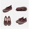 Fashion Platform Shoes for Women Retro Leather Round Shoes Women Comfortable Soft Soles Shoes Slip-on Flats Breathable Female Footwear